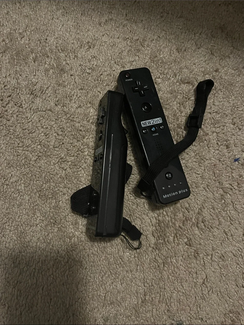 Set of two Black Motion Plus 2-in-1 Wireless Game Remotes (Pair)